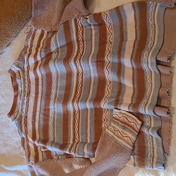 Free People Beige Crewneck Sweater with Stripes - Picture 9 of 10